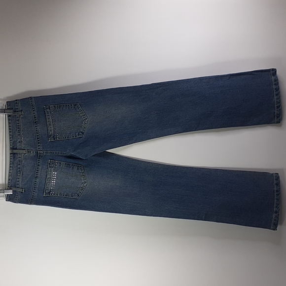 Urban Groove Rhinestones Straight Leg Light Wash Blue Jeans Size SA Waist 28 - Picture 8 of 16